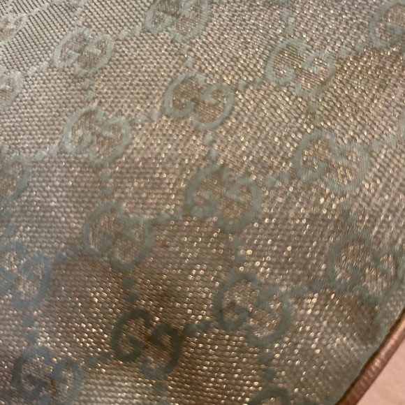 Authentic vintage Gucci bag light blue with gold metallic threading - Picture 5 of 7